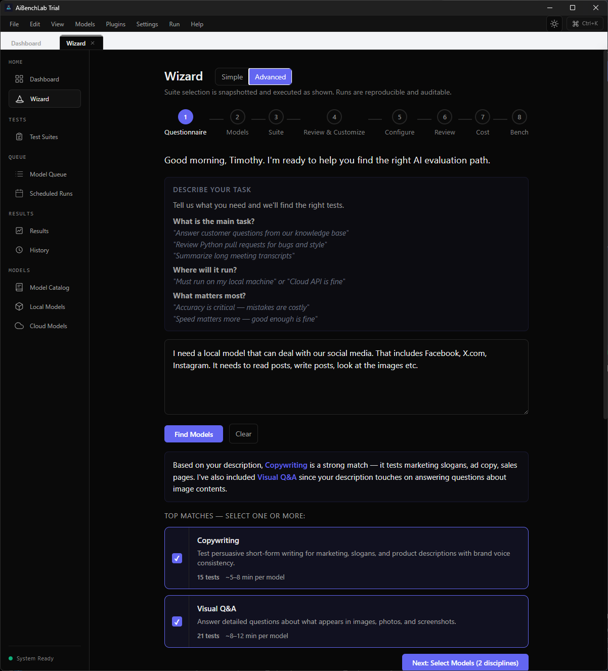 Advanced wizard mode